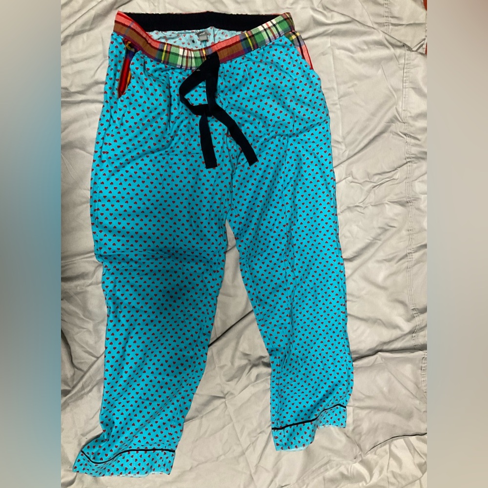 Aerie Plaid Waist Blue Polka Dot Pajama Pants